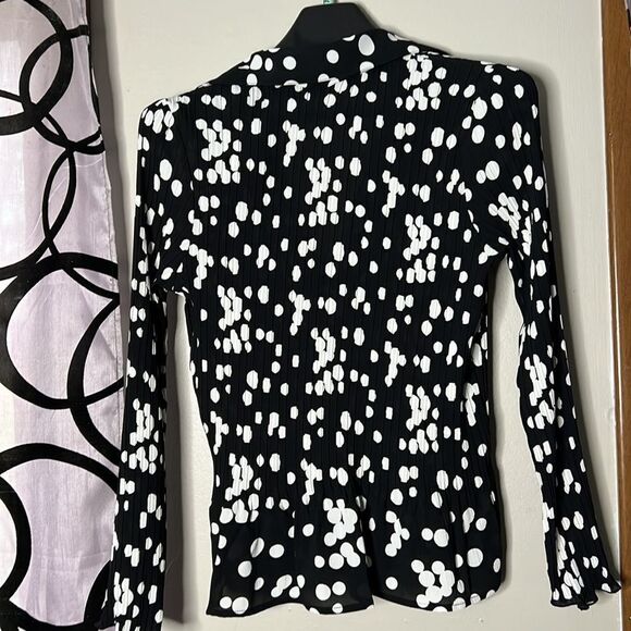 TanJay dot’s button down pleated blouse size 8 - Picture 9 of 11
